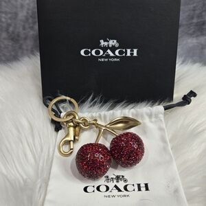 COACH Red Crystal Cherry Keychain Charm